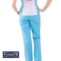 Жіночий медичний костюм FormOK Ариша біло-блакитний