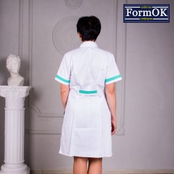 Жіночий медичний халат FormOK Анна біло-салатовий