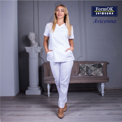 Жіночий медичний костюм FormOK Avicenna білий