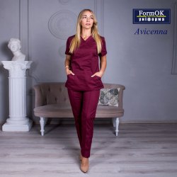 Жіночий медичний костюм FormOK Avicenna бордовий