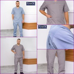 Чоловічий медичний костюм FormOK Онуфрій сіро-блакитний