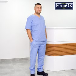Чоловічий медичний костюм FormOK Онуфрій elit сіро-блакитний