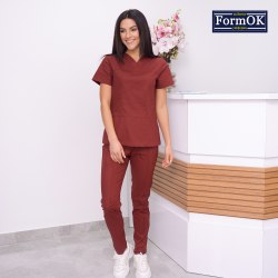 Жіночий медичний костюм FormOK Avicenna elit бордовий
