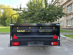 Одновісний легковий збільшений причіп MAG Trailer ( 1,56 х 2,56 борти метал 500 мм, ресора Волга)