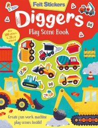 Felt Stickers: Diggers Play Scene Book Imagine That / Книга з наклейками