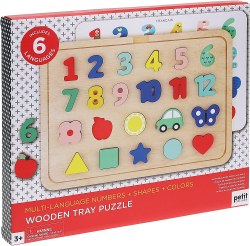 Numbers + Shapes + Colors Wooden Tray Puzzle Petit Collage / Іграшка