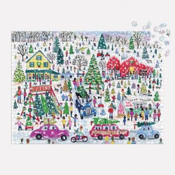 Michael Storrings Christmas Tree Farm 1000 Piece Foil Puzzle Galison / Пазли